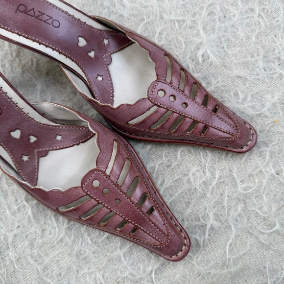 Vintage Razzo Leather Kitten Heel Mules – Size 7 - Picture 3 of 6